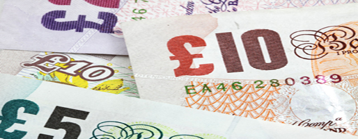 A banner image showing overlapping pound notes