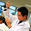 Student using pipette in laboratory practical