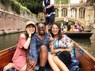 Students on a punting tour in Cambridge