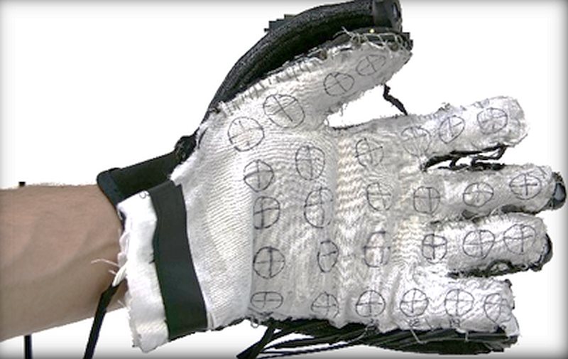 Robotics glove showing pressure points