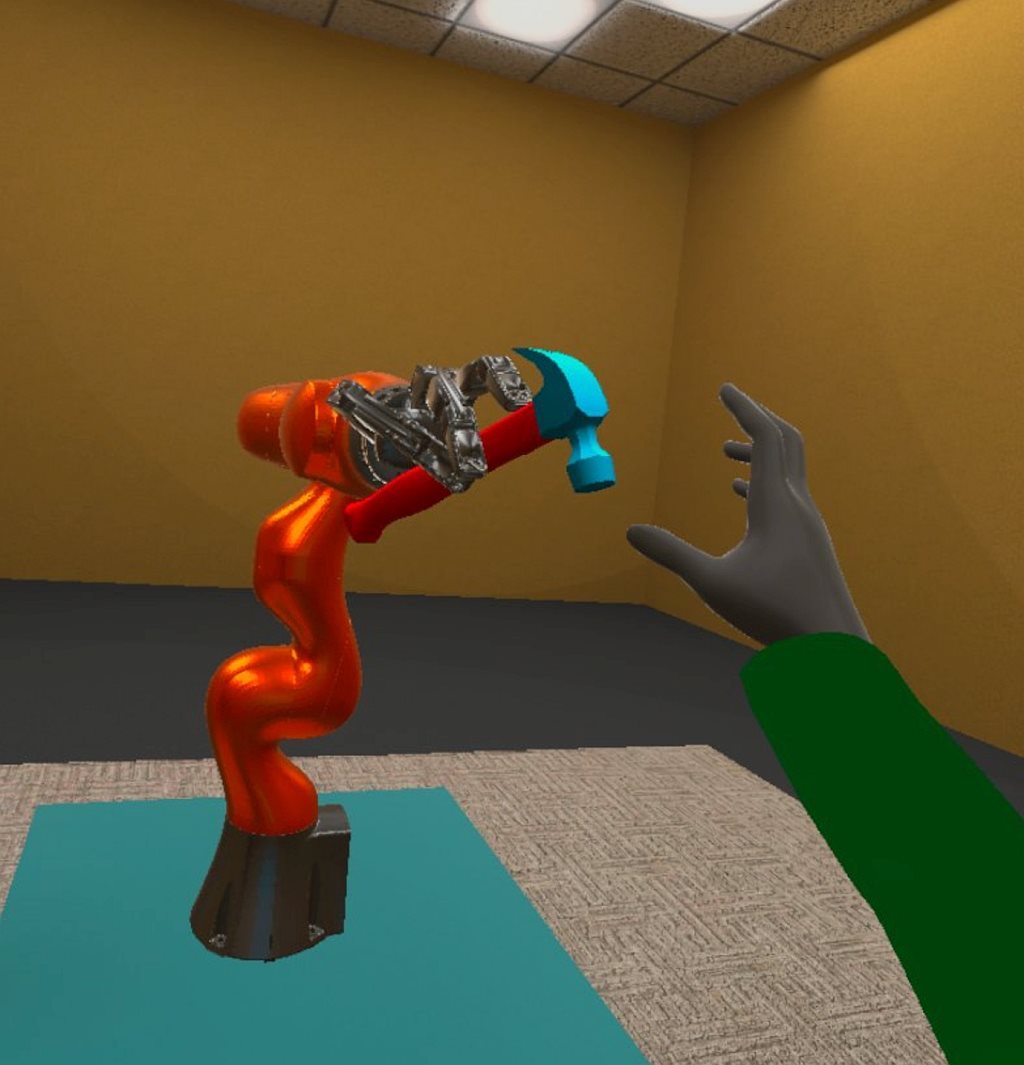 VR depiction of a robot arm