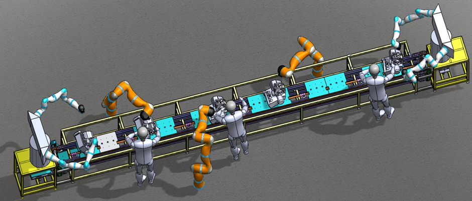 Illustrative workers production line