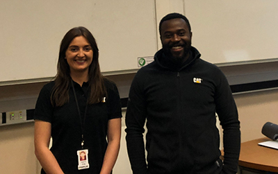 Two members of staff for Caterpillar UK, September 2019 volunteers of the month