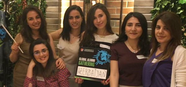 Six Birmingham alumni at a Global Alumni Gathering in Baku