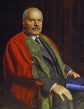 Portrait of Dr Edward Cadbury in university robes