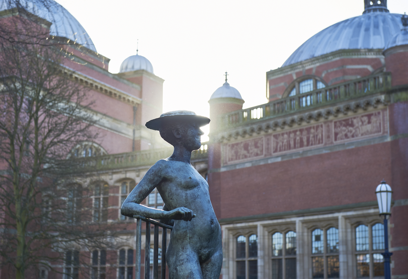 Profile of Girl in a Hat bronze scultpure by Bernard Sindall in context of Chancellor's Court