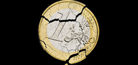 photo of a damaged one euro coin