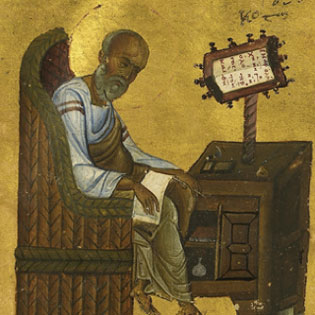 An image of an old painting of a man sitting in a chair