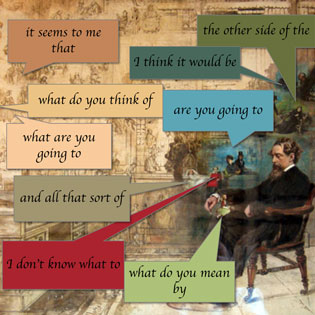 a series of question in speech bubbles surround a Victorian man in a chair