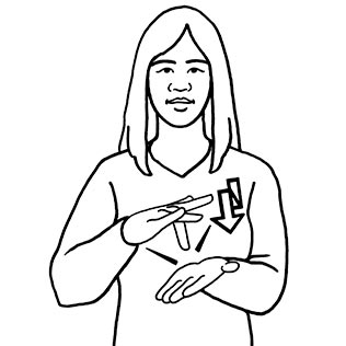 a drawing of a person with long hair signing with their hands