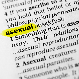 The word asexual highlighted in a dictionary