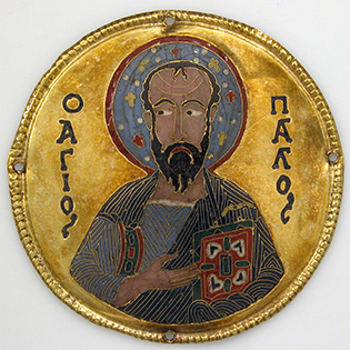 St Paul depicted on a twelfth-century Byzantine plaque made of gold and enamel, The Met