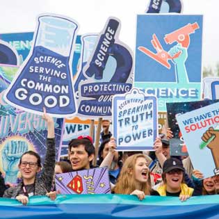 A group of people in a protest