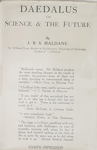 Cover of JBS Haldane's "Daedalus - Science and the Future"