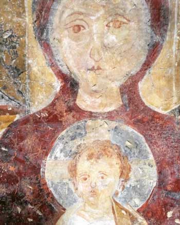A fresco from the Lombard church of Sant’Ambrogio in Montecorvino Rovella, Salerno (Italy)