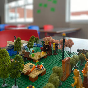 A lego recreation of a scene from Ovid by children from The Rawlett School, Tamworth