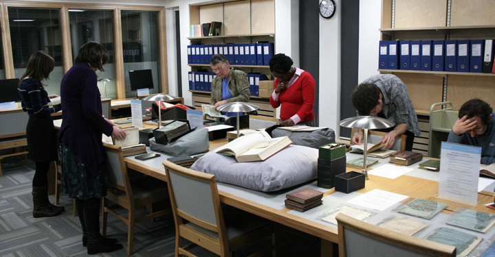 Examining rare books in the Cadbury Research Library
