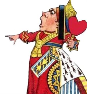 Queen of Hearts pointing to her left