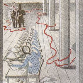 Olga Lehmann and Gilbert Wood, ‘Sketch for Mural in a Canteen for the Censorship Division’