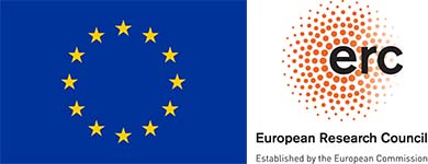 The flag of the European Union side by side with the logo of ERC the European Research council
