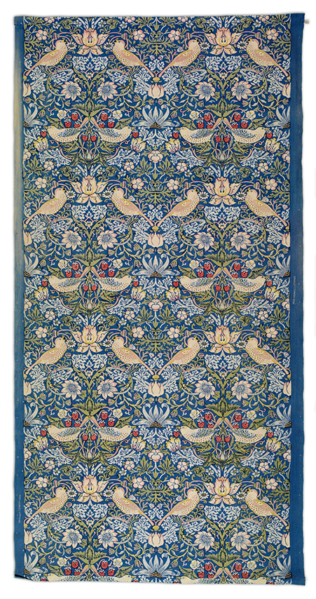 William Morris, designer, Thomas Wardle & Co., printer, Strawberry Thief (design registered 1888), Indigo-discharge block-printed cotton