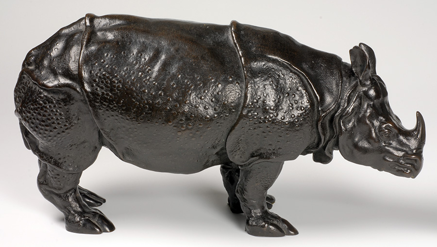 Bronze sculpture of a rhinoceros by Pieter-Anton von Verschaffelt entitled A Rhinoceros called ‘Miss Clara’