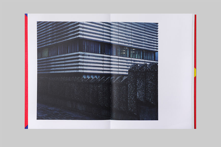 A double page spread from the series ‘Always Forward’, which shows the corrugated brickwork of the side of the signal box at New Street.