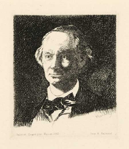 Etching of Charles Baudelaire by Manet