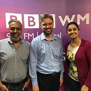 John Goodyear with BBC WM hosts Sunny and Shay