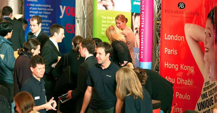 Photo of students at the Law Fair at the University of Birmingham