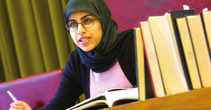 Photo of a student judging a Moot in the Moot Room