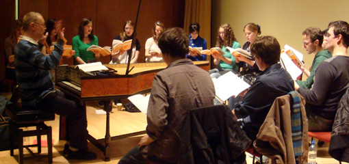 Photograph of an early music choir in rehearsal