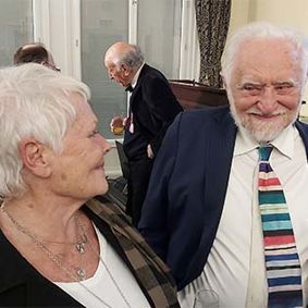 Dame Judi Dench and Emeritus Professor Stanley Wells at the Shakespeare Institute in March 2020