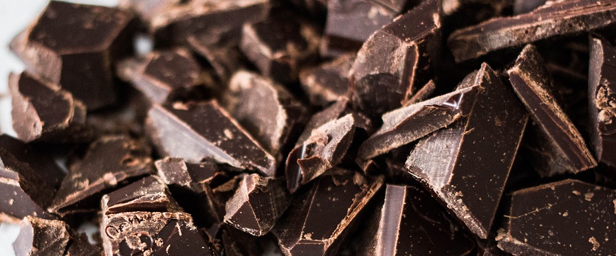 closeup dark chocolate chunks