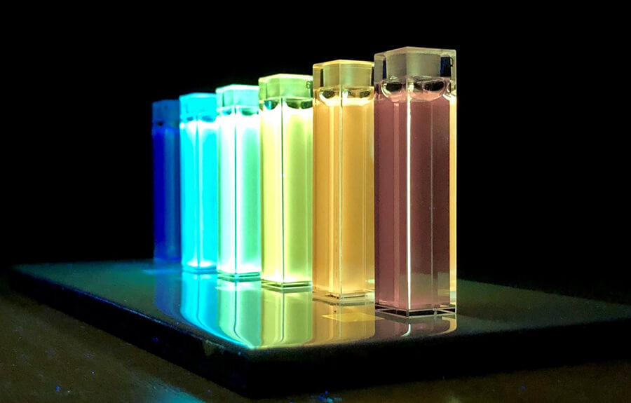 Samples of fluorescent, photoconducting organic liquid crystalline materials
