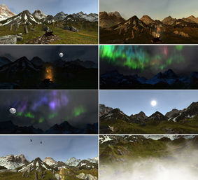 Collage of scenes of nature from University of Birmingham VR-based relaxation exercise
