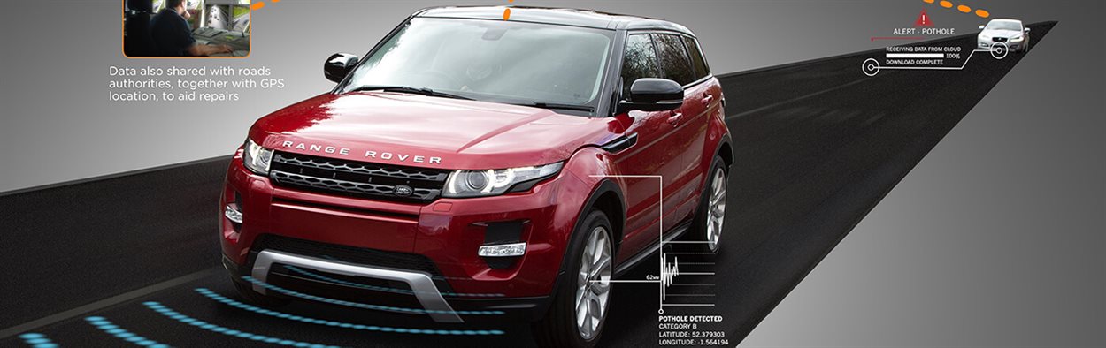 Concept image of Land Rover vehicle with automotive sensors