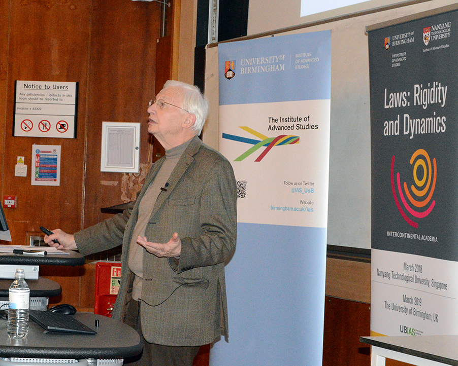 Nobel Laureate Jean-Marie Lehn delivering a lecture at Intercontinental Academia (ICA) at the University of Birmingham
