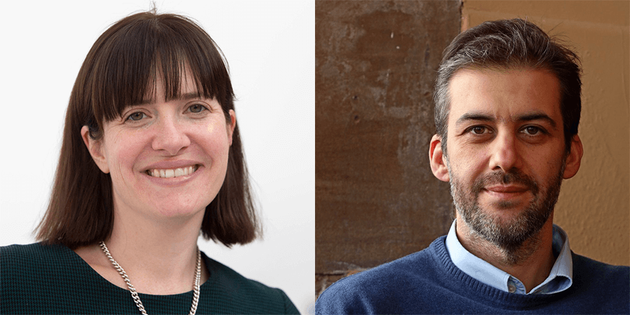 Photos of Professors Rachel O'Reilly and Kostas Nikolopoulos, Blavatnik Awards 2019 winners