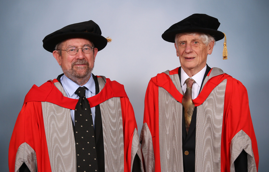 Professor Mike Kosterlitz, left, and Professor David Thouless