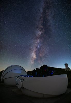 Telescope set againt the night sky