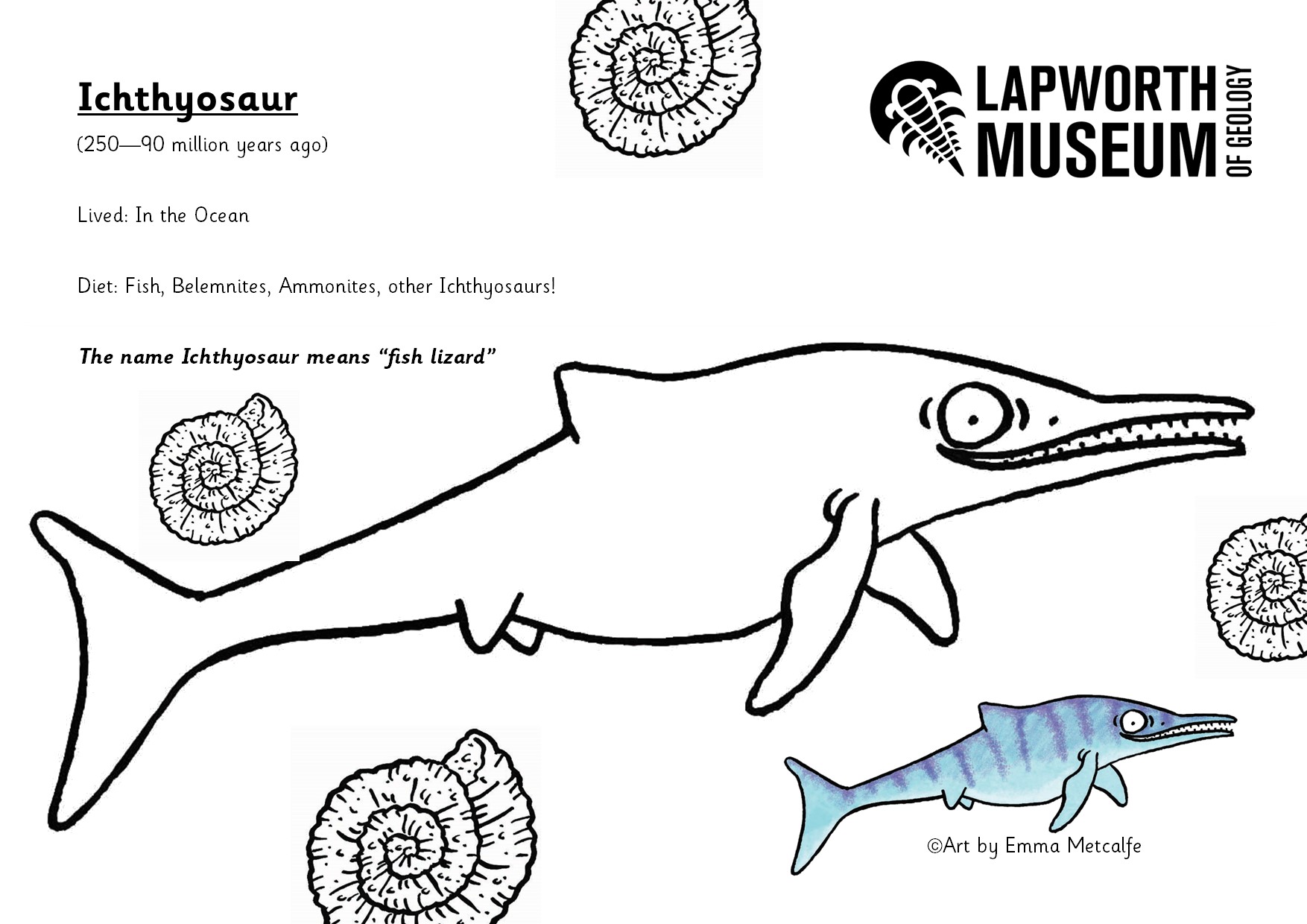 Ichthyosaur colouring sheet