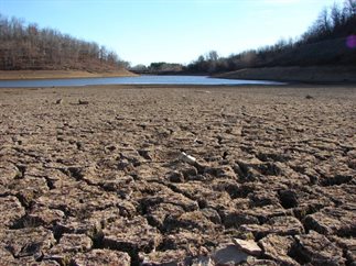 A dry riverbed in California