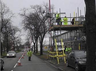 The EDAR units being set up at the side of Tyburn Road