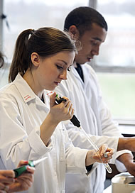 Biochemistry students in laboratory