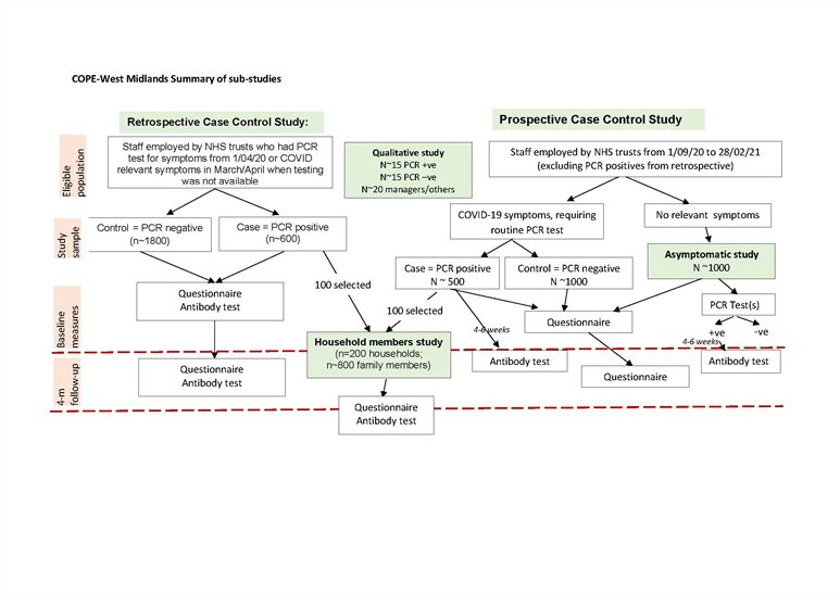 COPE WM study summary of sub-studies diagram detailed below