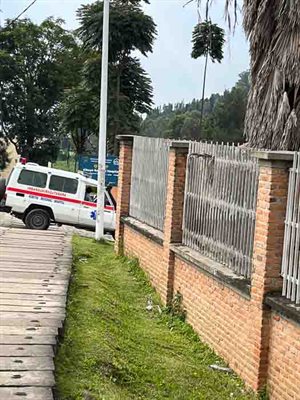 ambulance parked outside building in Rwanda
