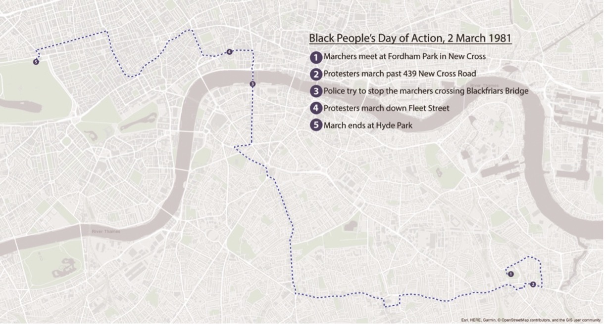 Black people's day of action map