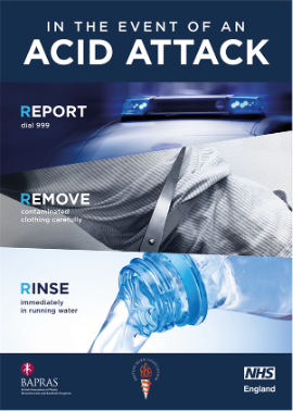 NHS poster on acid attack treatment
