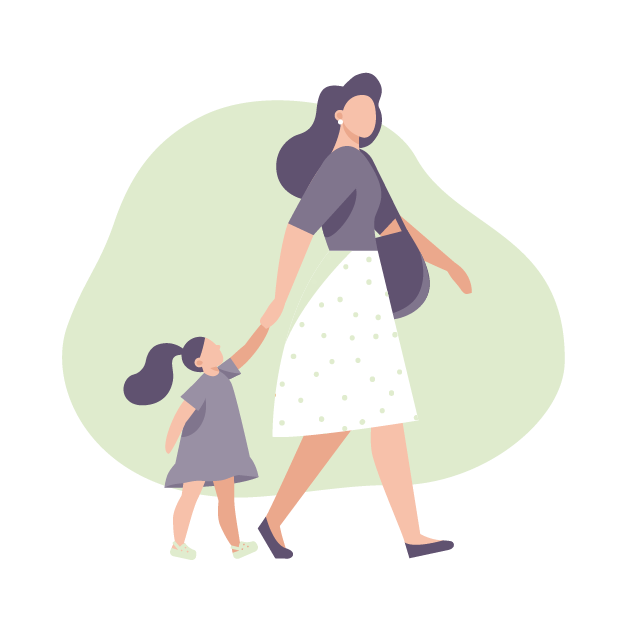 mother and child walking